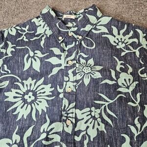 Reyn Spooner Mens Tailored Hawaiian Aloha Shirt Size Medium Blue Teal Floral